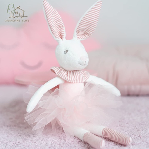 Striped Ear Bunny Plush in Pink and White great Easter Gift - Picture 5 of 8